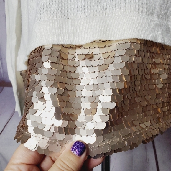 BRIXON IVY SIZE S IVORY WHITE SWEATER SEQUINS TOP #0011 - Picture 6 of 11